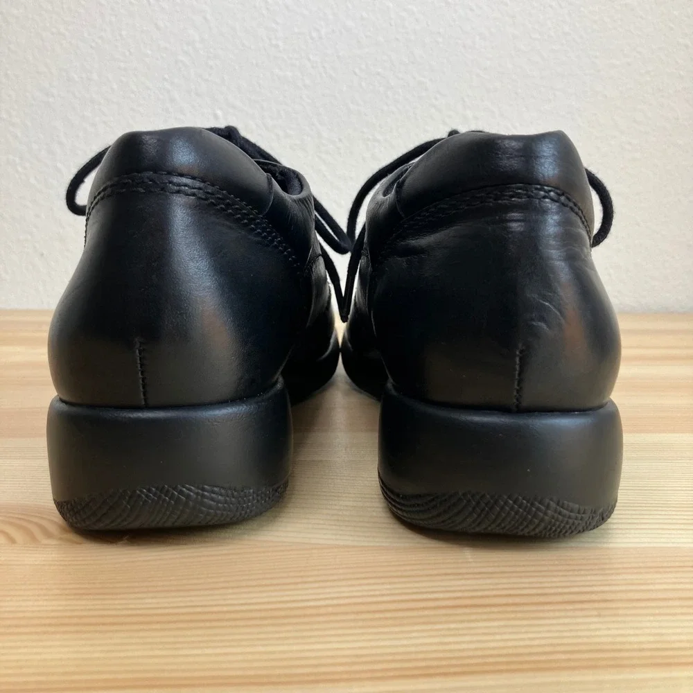 I Heart Comfort‎ Shoes Cross Womens 6M Black Leather Lace Up Stitching Walking